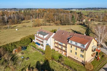 Pohled z dronu. - Prodej bytu 3+kk v osobním vlastnictví 117 m², Jindřichův Hradec