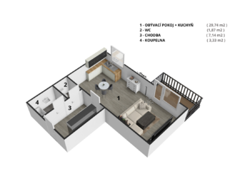 Prodej bytu 1+kk v osobním vlastnictví 54 m², Hradec Králové