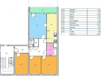 Půdorys bytu - Prodej bytu 4+1 v osobním vlastnictví 98 m², Kostelec nad Labem