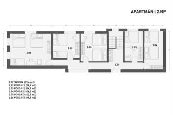 půdorys 2.np - Prodej domu 282 m², Vimperk