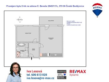 Pronájem bytu 2+kk v osobním vlastnictví 57 m², České Budějovice