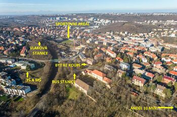 Okolí domu - Prodej bytu 3+1 v osobním vlastnictví 109 m², Praha 5 - Košíře