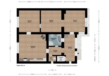 Půdorys domu - Pronájem domu 91 m², Hodonice