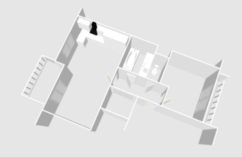 Půdorys 3D - Pronájem bytu 3+kk v osobním vlastnictví 55 m², Praha 9 - Horní Počernice