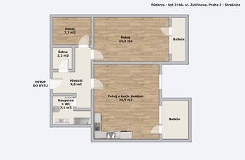 Pronájem bytu 3+kk v osobním vlastnictví 105 m², Praha 3 - Strašnice