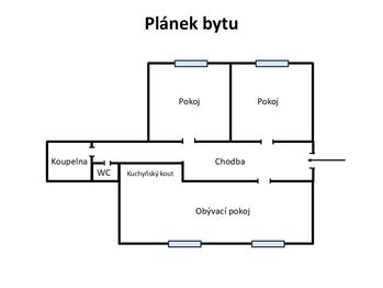 Plánek bytu - Pronájem bytu 3+kk v osobním vlastnictví 75 m², Praha 5 - Zličín