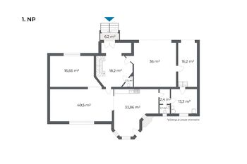 půdorys přízemí - Prodej domu 293 m², Jesenice