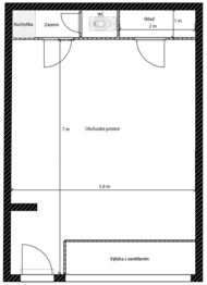 Půdorys.  - Pronájem kancelářských prostor 45 m², Kralupy nad Vltavou