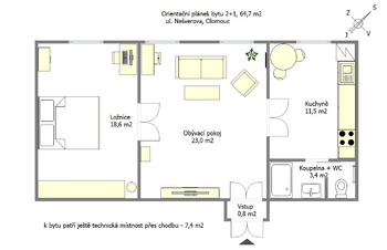 Prodej bytu 2+1 v osobním vlastnictví 64 m², Olomouc