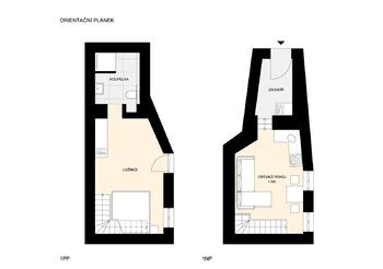 Půdorys - Prodej bytu 2+kk v osobním vlastnictví 46 m², Mariánské Lázně