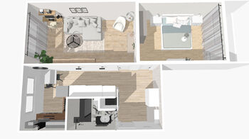 Vizualizace celkový pohled na byt - Prodej bytu 2+1 v osobním vlastnictví 63 m², Karlovy Vary