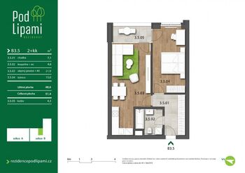 Pronájem bytu 2+kk v osobním vlastnictví 53 m², Pardubice