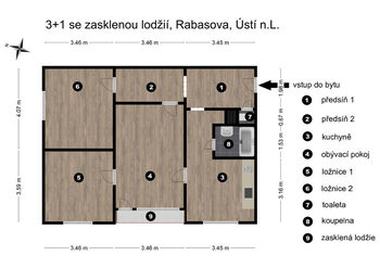 Prodej bytu 3+1 v osobním vlastnictví 78 m², Ústí nad Labem