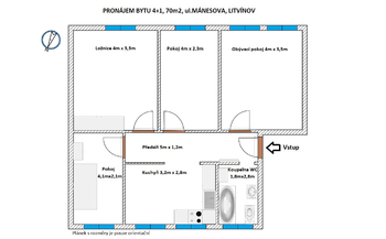 Pronájem bytu 4+1 v osobním vlastnictví 70 m², Litvínov