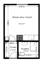 Pronájem bytu 1+kk v osobním vlastnictví 23 m², Milovice