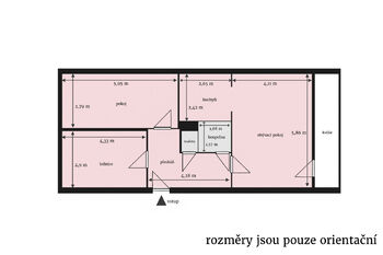 půdorys - Prodej bytu 3+1 v osobním vlastnictví 73 m², Králův Dvůr