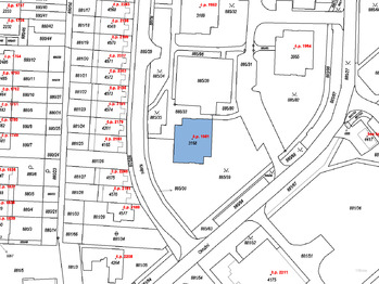 snímek z katastrální mapy - Prodej bytu 3+1 v osobním vlastnictví 69 m², Blansko