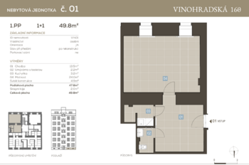 Prodej obchodních prostor 49 m², Praha 3 - Vinohrady