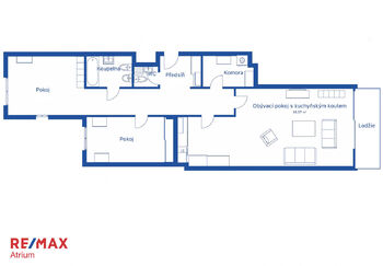 Plánek bytu - Pronájem bytu 3+kk v osobním vlastnictví 99 m², Praha 3 - Žižkov