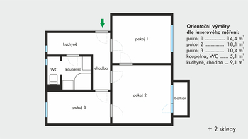 Pronájem bytu 3+1 v osobním vlastnictví 68 m², Kuřim