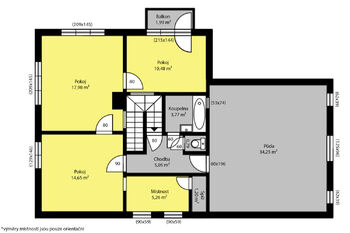 Orientační půdorys patra - Prodej domu 112 m², Roztoky u Jilemnice