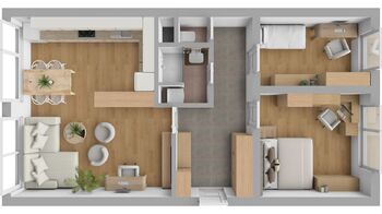 půdorys - Prodej bytu 3+kk v osobním vlastnictví 63 m², Praha 9 - Prosek