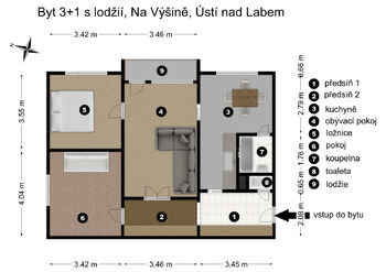 Prodej bytu 3+1 v družstevním vlastnictví 81 m², Ústí nad Labem