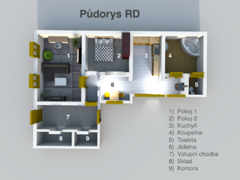 Půdorys - Prodej domu 80 m², Jezeřany-Maršovice