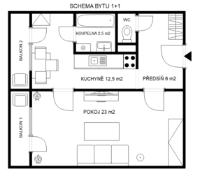 Pronájem bytu 1+1 v družstevním vlastnictví 45 m², Šumperk