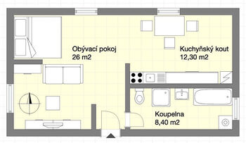 Pronájem bytu 1+kk v osobním vlastnictví 47 m², Senohraby