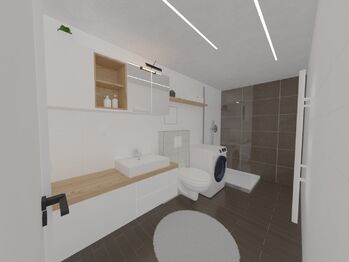 vizualizace bytu při vybavení koupelna - Prodej bytu 2+kk v osobním vlastnictví 57 m², Světnov