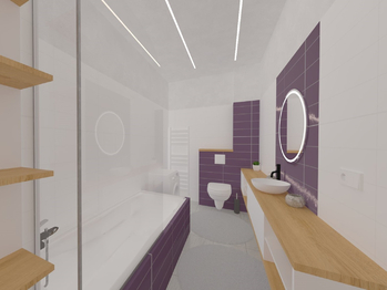 Vizualizace koupelna - Prodej bytu 1+1 v osobním vlastnictví 48 m², Světnov