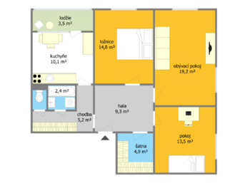 Pronájem bytu 3+1 v osobním vlastnictví 77 m², Brno