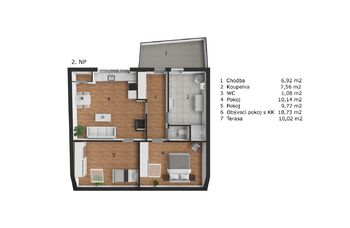 Půdorys podkroví - Prodej domu 120 m², Týnec nad Labem