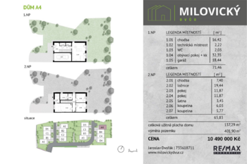 karta A4 - Prodej domu 138 m², Milovice