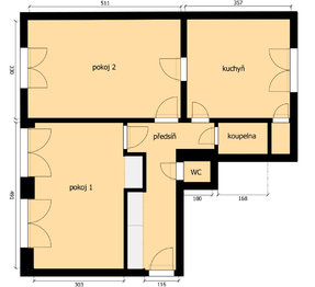 plánek bytu Horňátecká - Pronájem bytu 2+1 v osobním vlastnictví 58 m², Praha 8 - Kobylisy