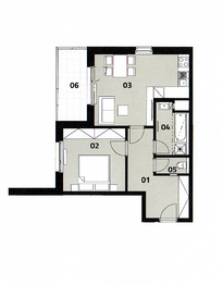 půdorys - Prodej bytu 2+kk v osobním vlastnictví 66 m², Praha 4 - Modřany