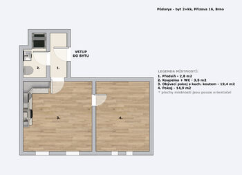 Pronájem bytu 2+kk v osobním vlastnictví 43 m², Brno