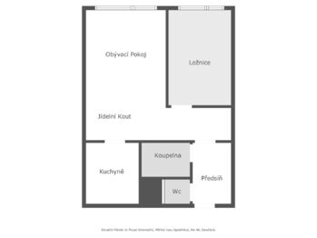 půdorys - Pronájem bytu 2+1 v osobním vlastnictví 42 m², Praha 4 - Chodov