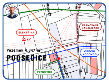 Prodej pozemku 4847 m², Podsedice