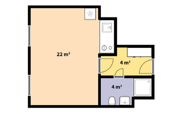 Pronájem bytu 1+kk v osobním vlastnictví 34 m², Praha 5 - Hlubočepy