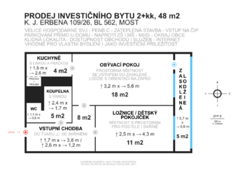 Prodej bytu 2+kk v osobním vlastnictví 48 m², Most