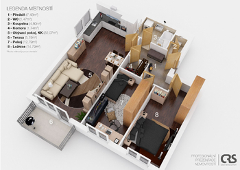 Pronájem bytu 3+kk v osobním vlastnictví 77 m², Praha 9 - Vysočany