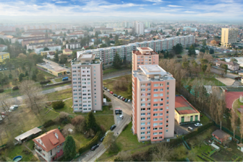 panelový dům a okolí - Prodej bytu 1+1 v družstevním vlastnictví 34 m², Neratovice