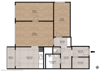 Pronájem bytu 3+1 v osobním vlastnictví 69 m², Praha 8 - Kobylisy