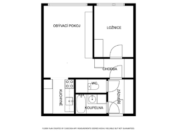 Plánek bytu - Prodej bytu 2+kk v osobním vlastnictví 41 m², Praha 8 - Bohnice