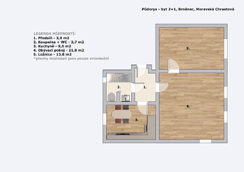 Pronájem bytu 2+1 v osobním vlastnictví 53 m², Brněnec