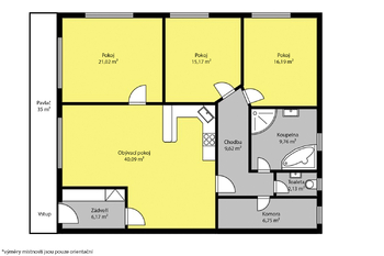 Orientační půdorys - Pronájem bytu 4+kk v osobním vlastnictví 127 m², Radim