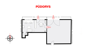 Půdorys - Pronájem kancelářských prostor 35 m², Roudnice nad Labem