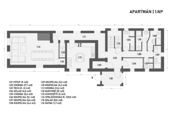 půdorys 1.np - Prodej ubytovacího zařízení 282 m², Vimperk